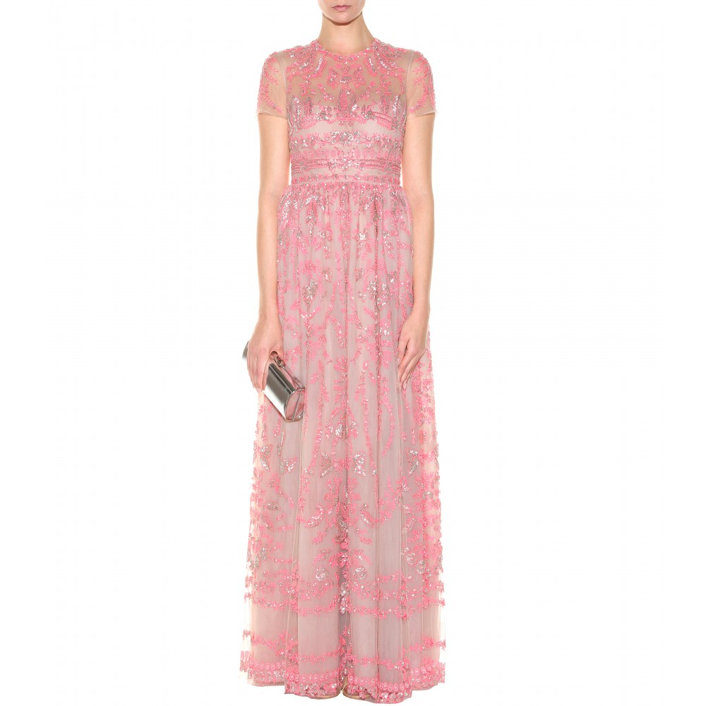 Lyst - Valentino Embellished Tulle Gown in Pink