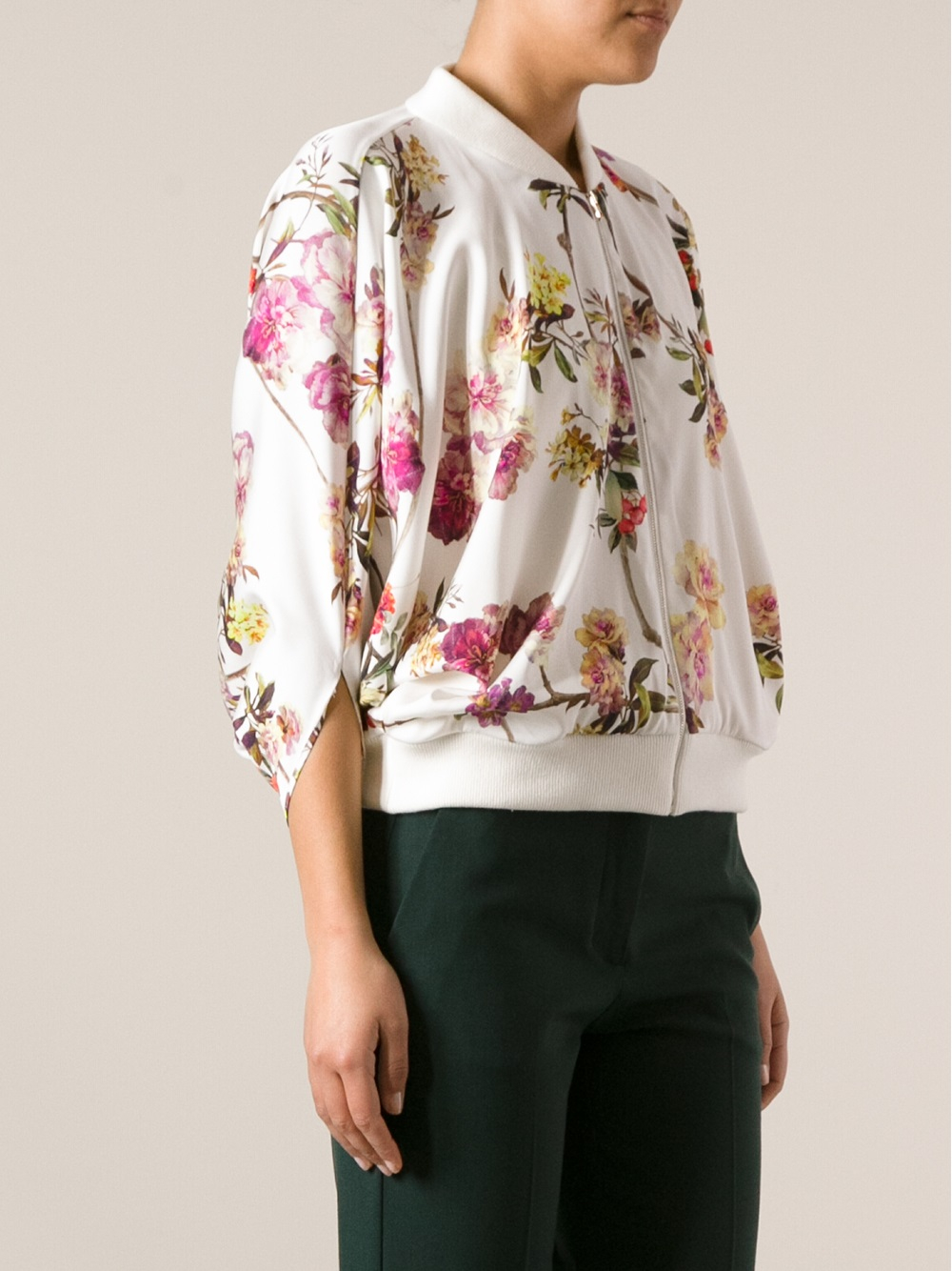 Lyst - Giambattista Valli Floral Print Jacket in White