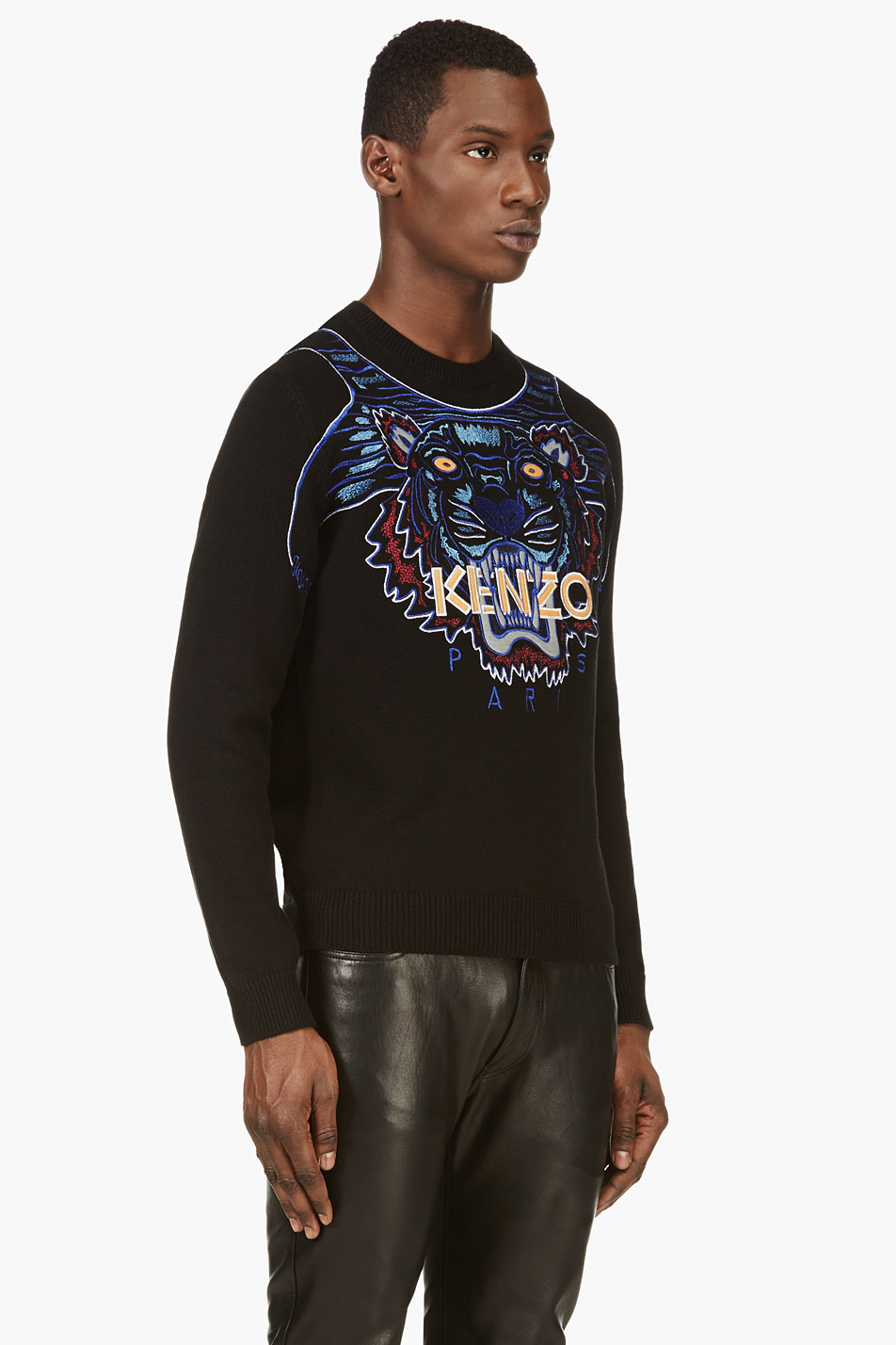 Lyst - Kenzo Black Tiger Skin Embroidered Sweater in Black for Men