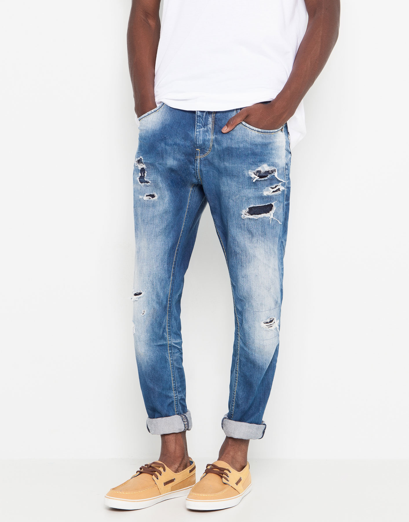 Pull&bear Carrot Fit Jeans in Blue for Men Lyst