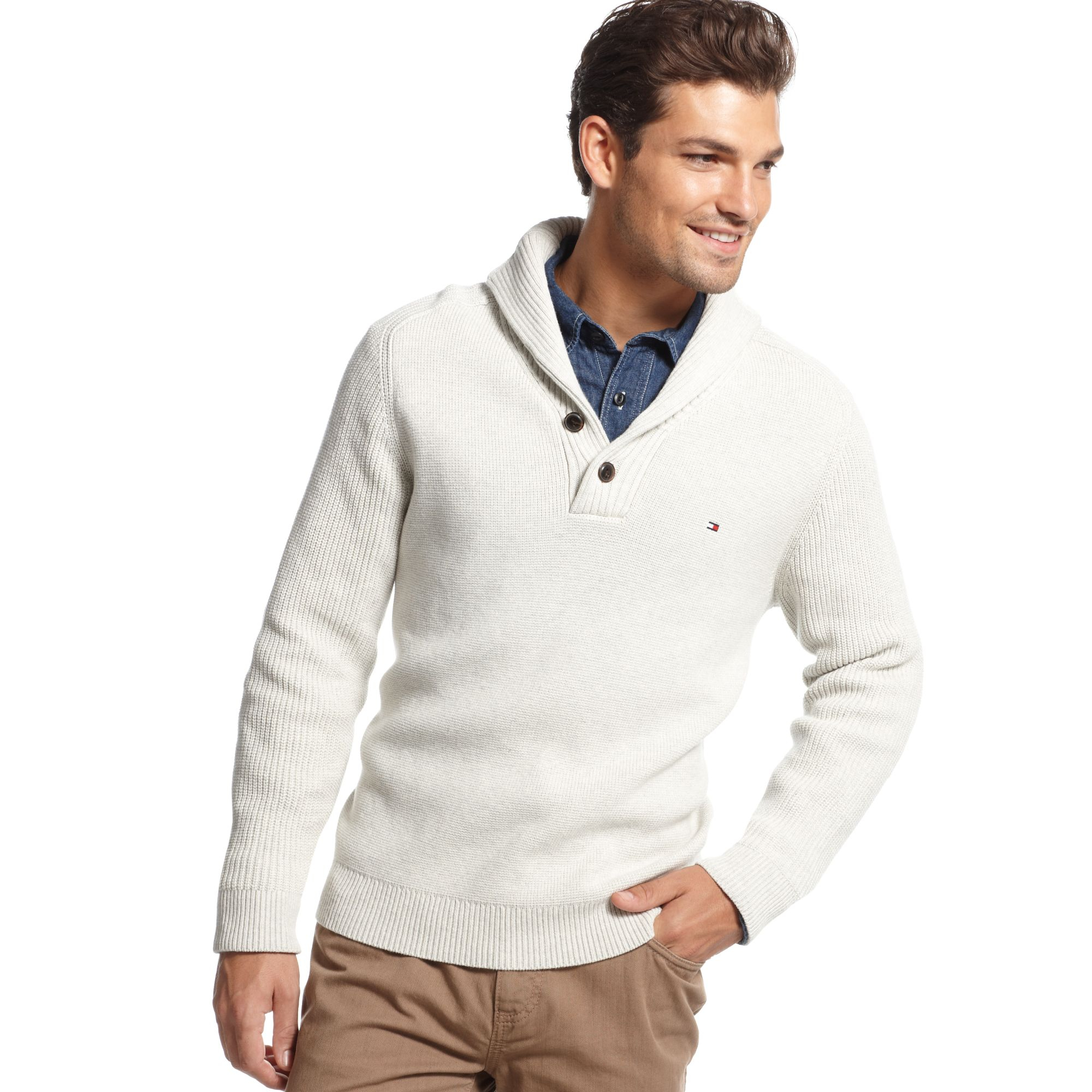 Lyst - Tommy Hilfiger Adler Shawl Collar Sweater in White for Men