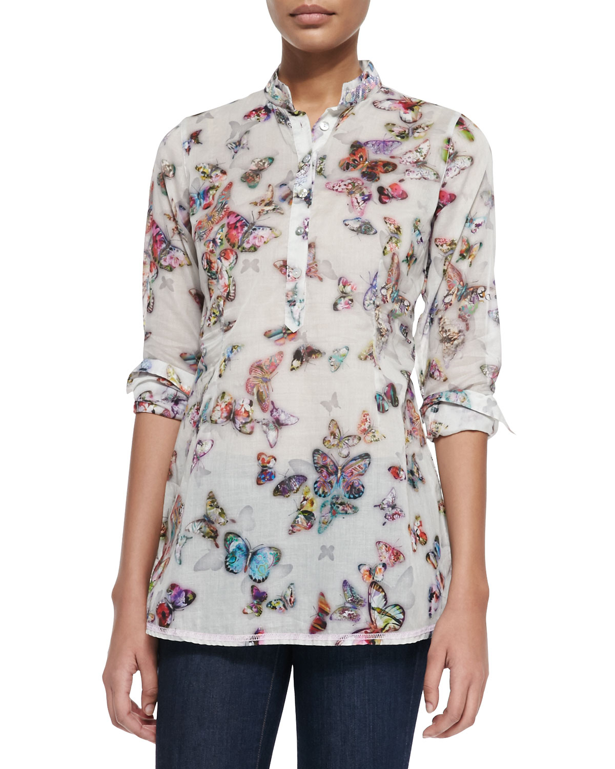Georg roth los angeles Long-sleeve Butterfly-print Blouse | Lyst