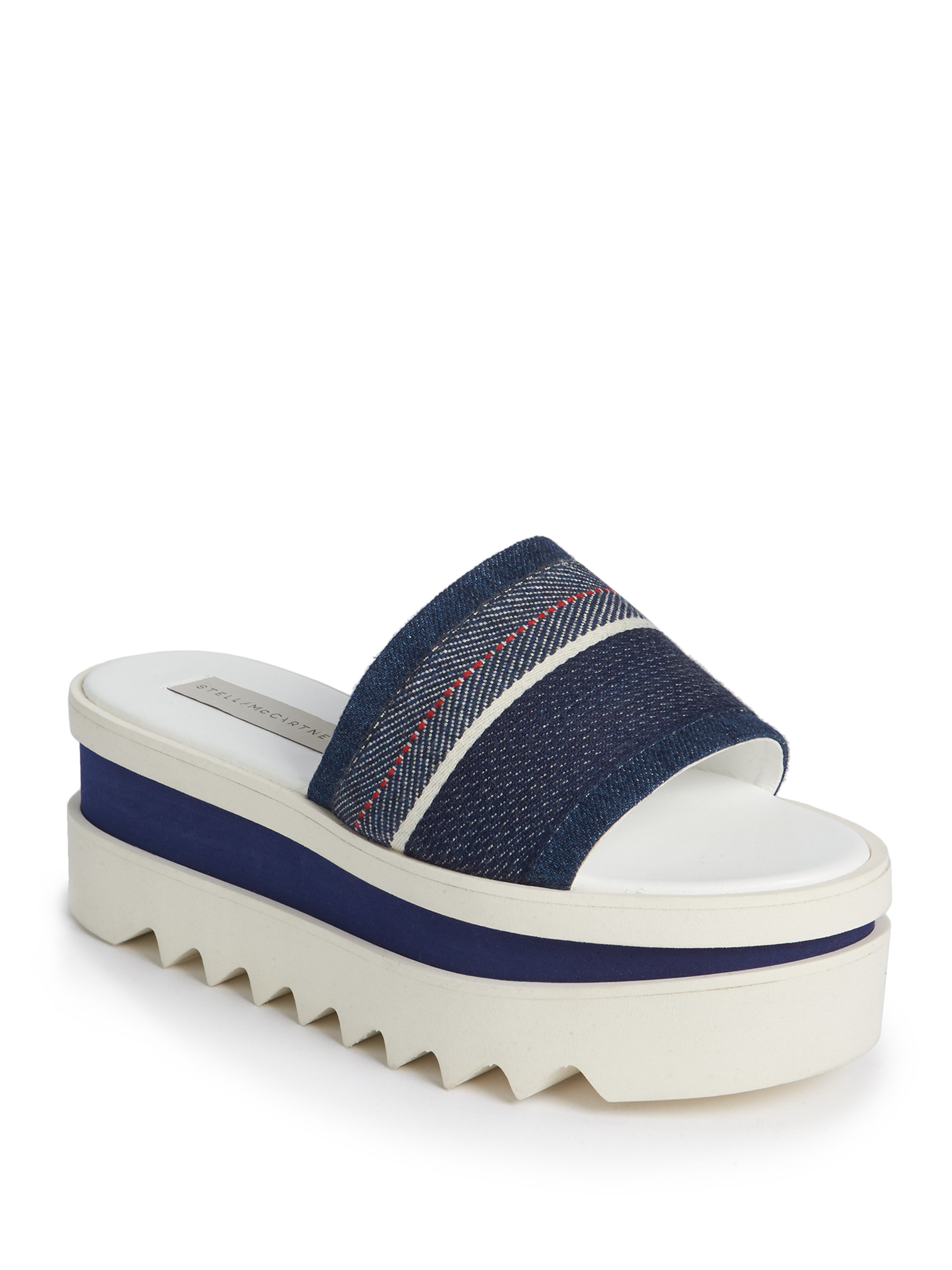 Lyst - Stella Mccartney Denim Platform Slide Sandals in Blue