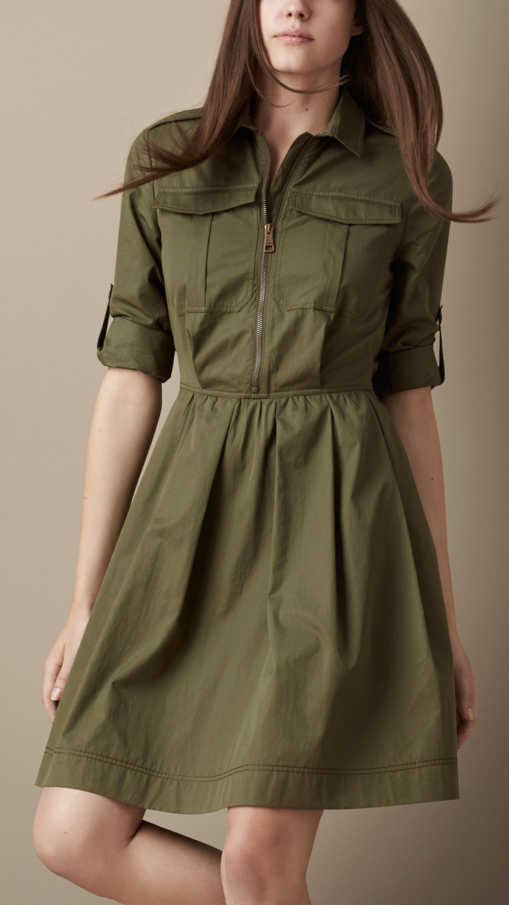 Lyst - Burberry Heritage Shirt Dress with Leather Belt in Green