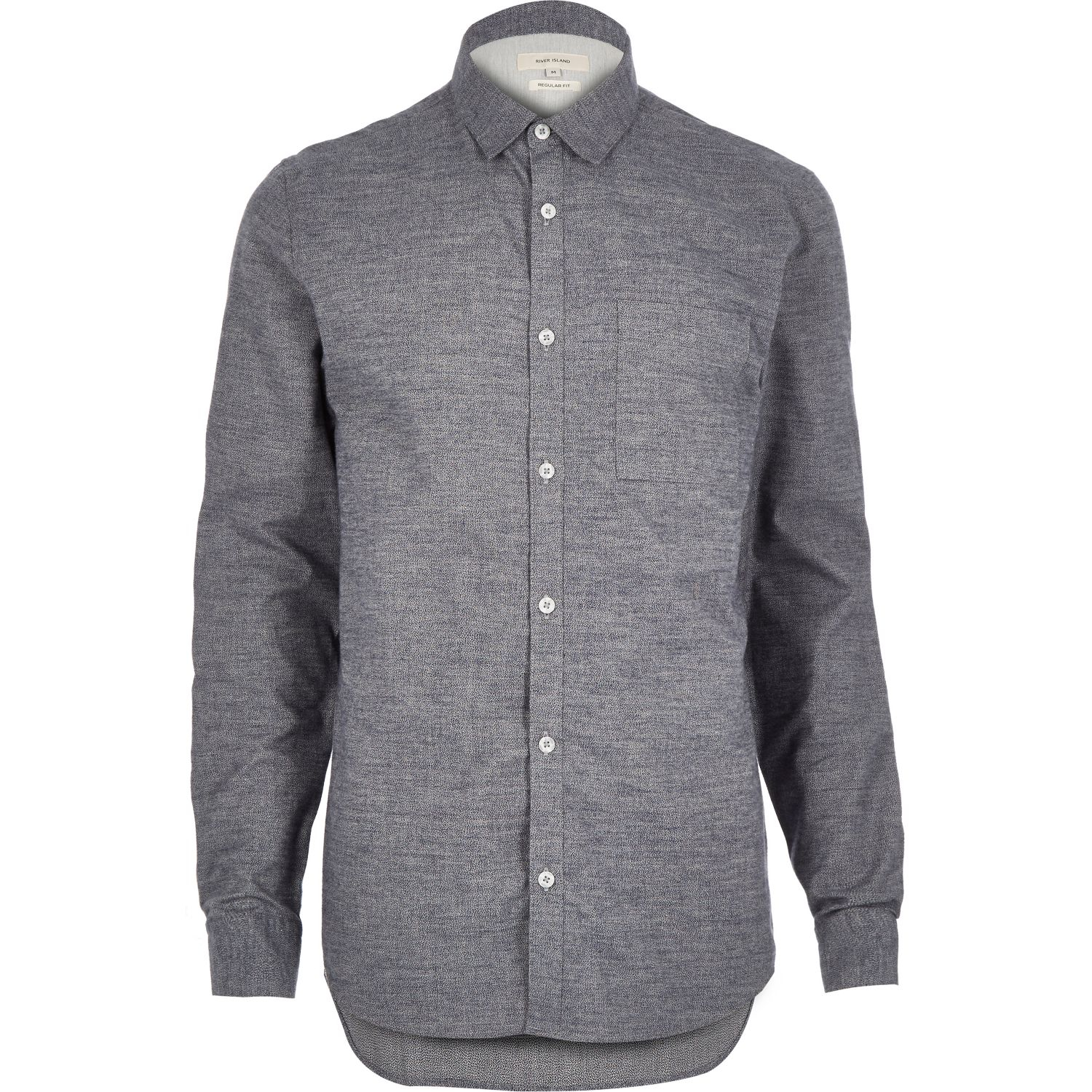 River Island | Gray Grey Marl Flannel Pocket Shirt for Men | Lyst