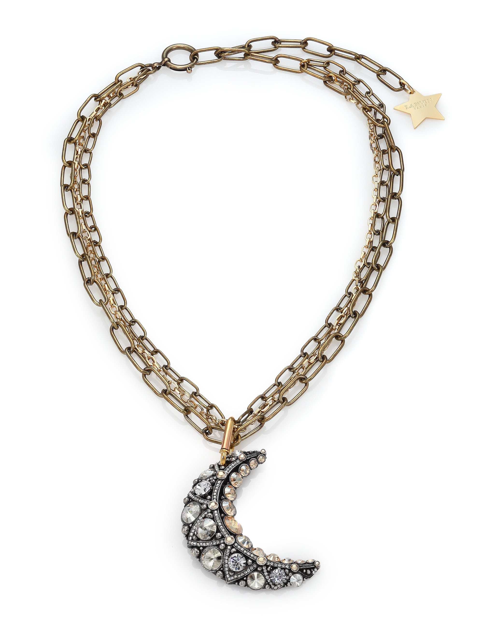 Lyst - Lanvin Crystal Moon Long Pendant Necklace in Metallic