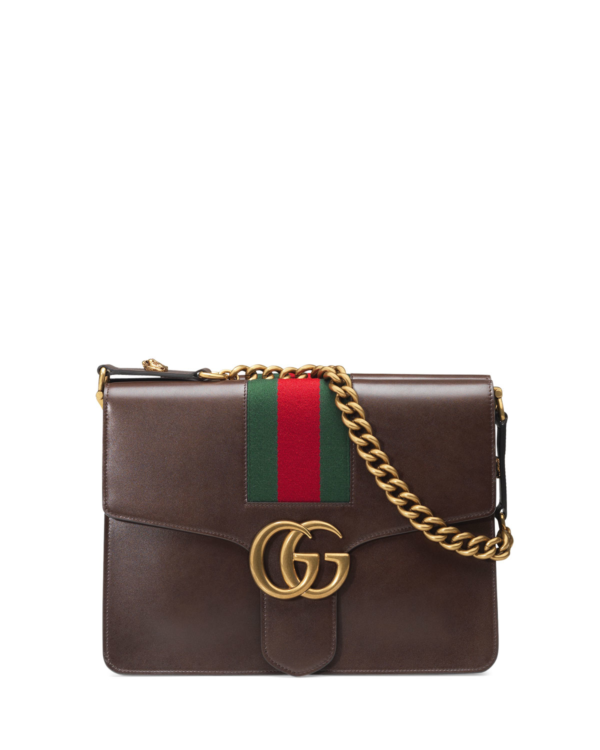 Lyst - Gucci GG Marmont Leather Shoulder Bag in Brown