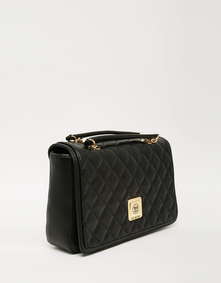 Lyst - Love Moschino Quilted Shoulder Bag With Chain Strap In Black in Black