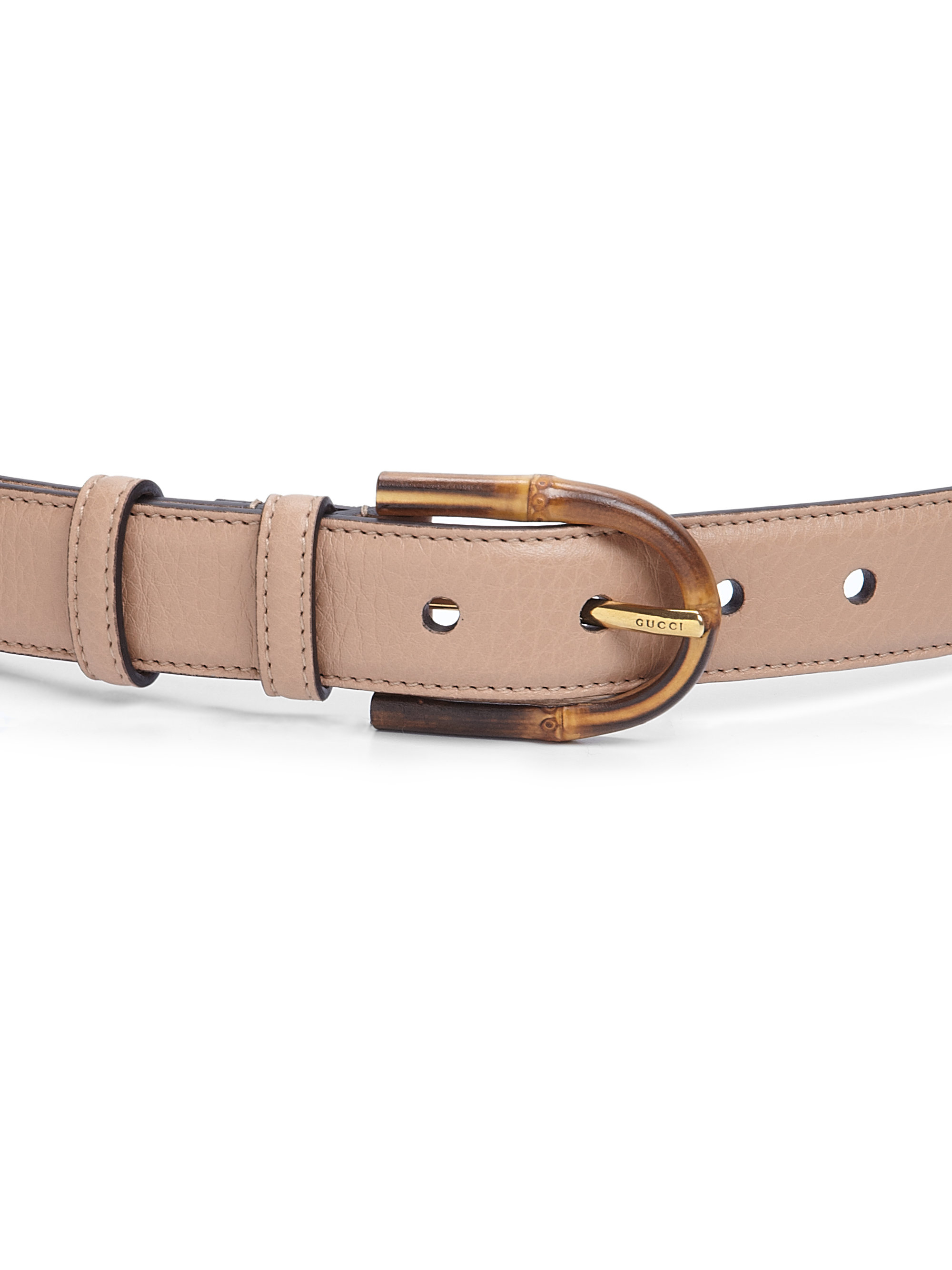 Lyst - Gucci Bamboo Buckle Leather Belt in Natural for Men