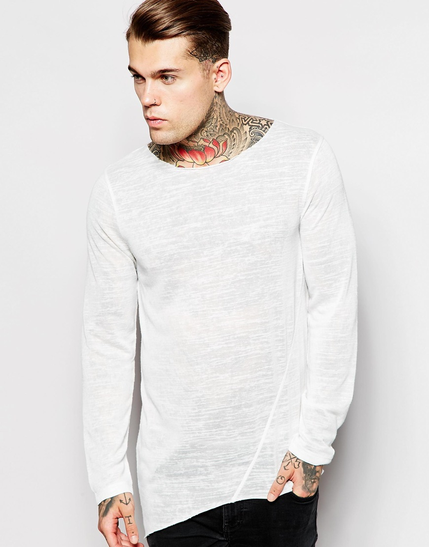 Asymmetric Hem Long Sleeve T Shirt