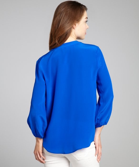 blue silk blouse uk