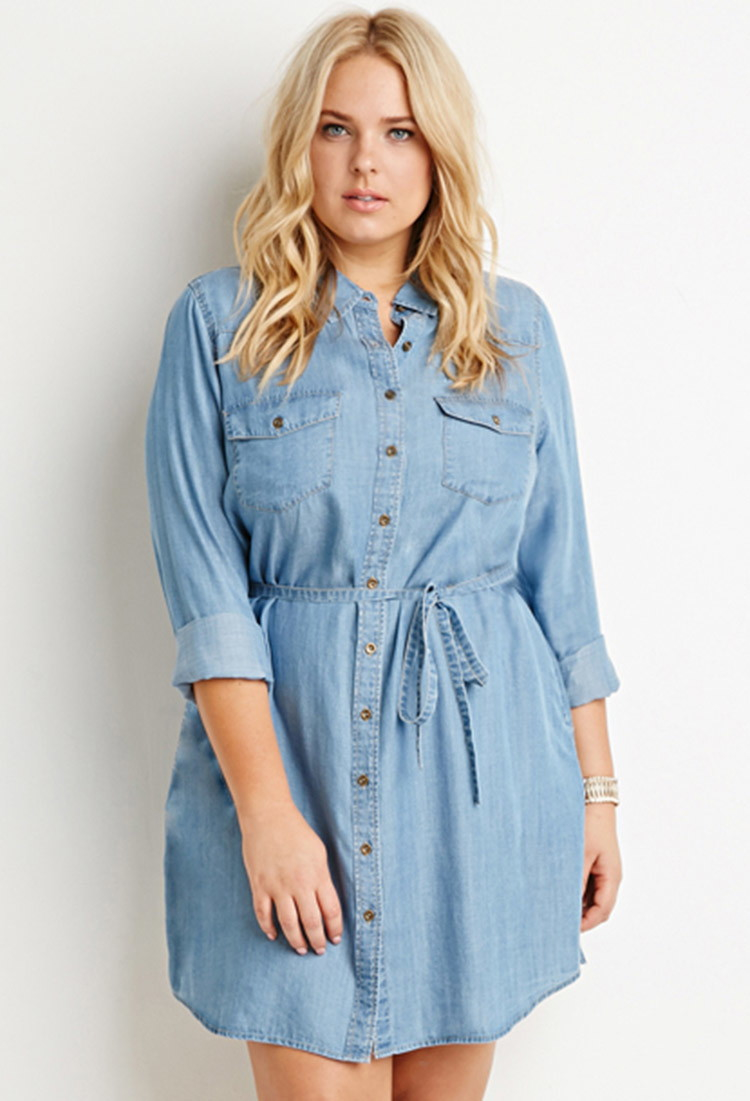 forever 21 denim belted chambray shirt dress blue product 4 347075080 normal