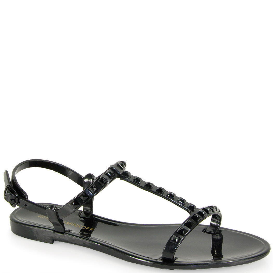 black studded jelly sandals
