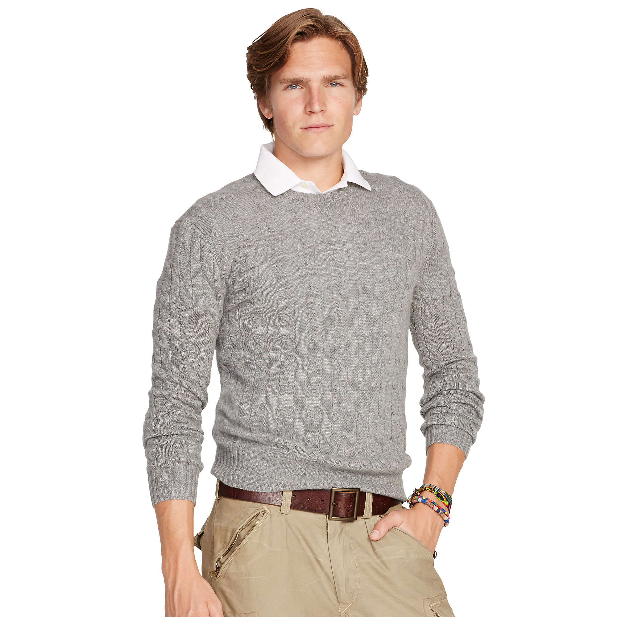 Ralph lauren Cable Cashmere Sweater in Gray for Men (fawn grey heather ...