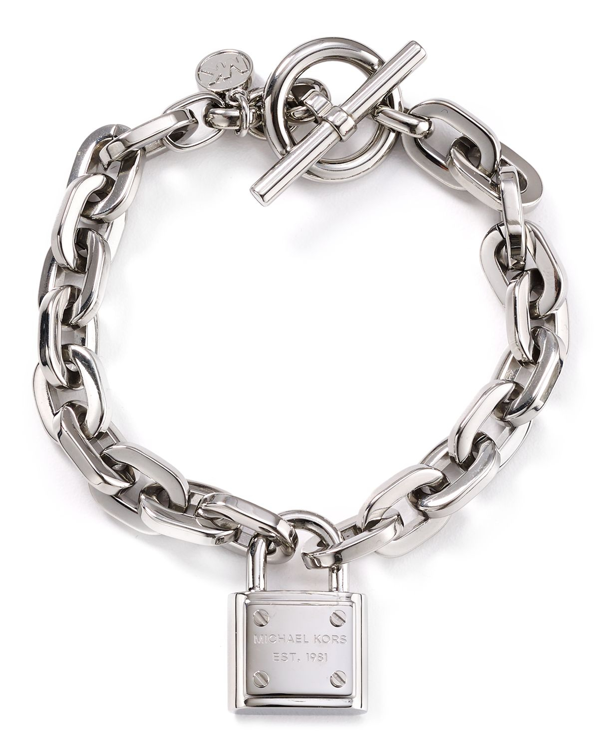 Michael Kors Chain Link Padlock Toggle Bracelet in Silver | Lyst
