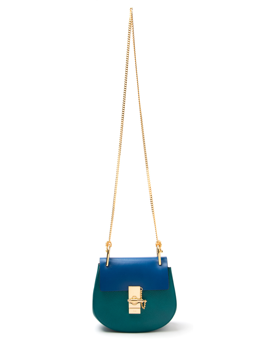 Chlo Drew Bicolor Crossbody Bag in Blue (Blue/Green) | Lyst  