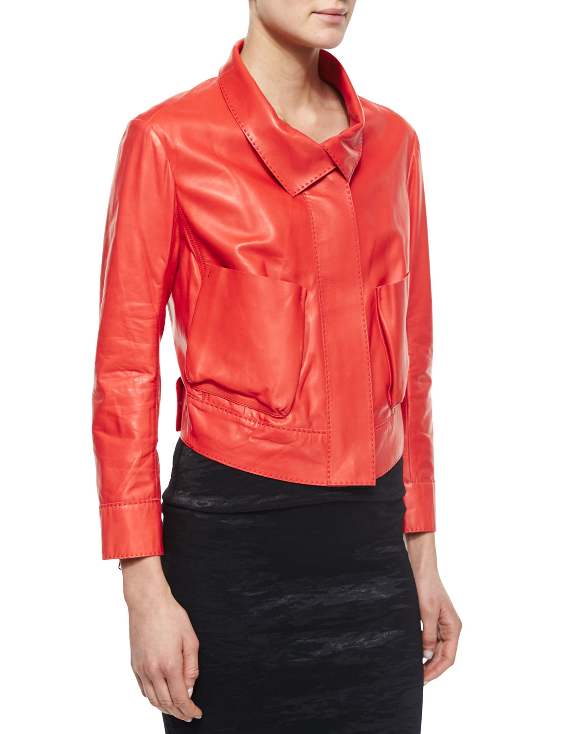 donna karan new york leather bracelet sleeve jacket donna karan new york leather bracelet sleeve jacket