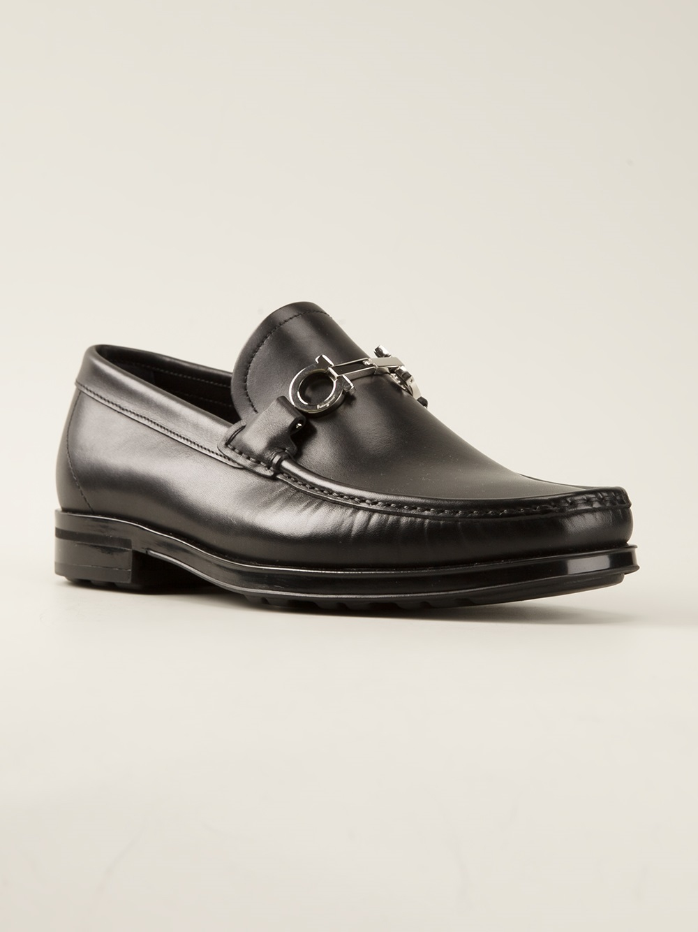 salvatore ferragamo side buckle leather loafers