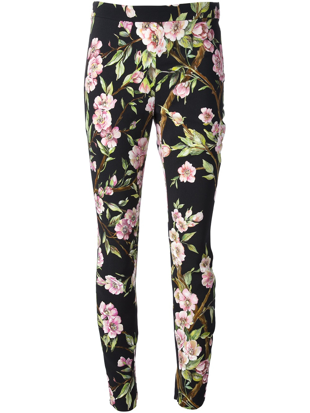 Dolce & gabbana Floral Printed Trouser in Black | Lyst