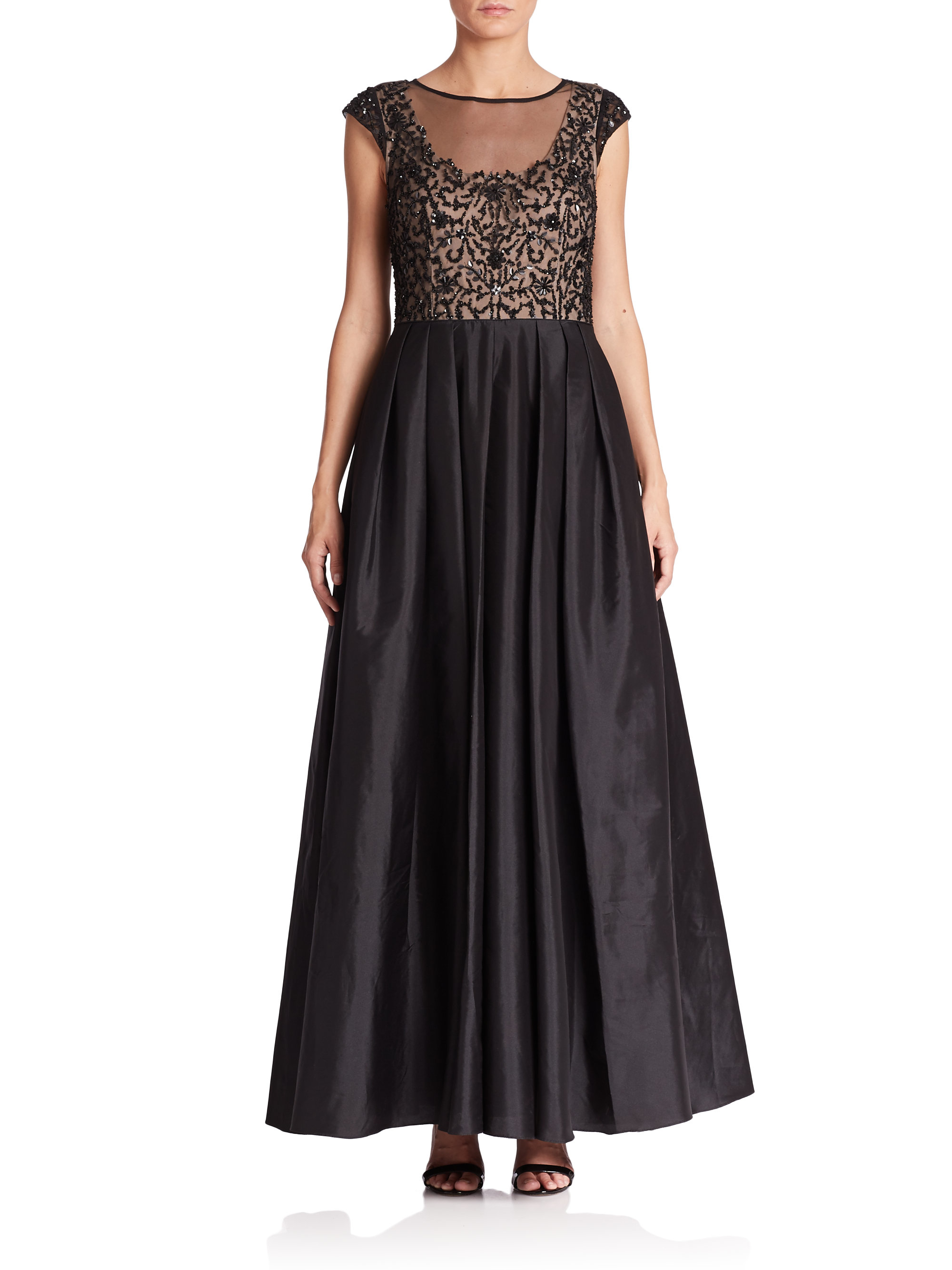aidan aidan mattox embroidered mesh ball gown