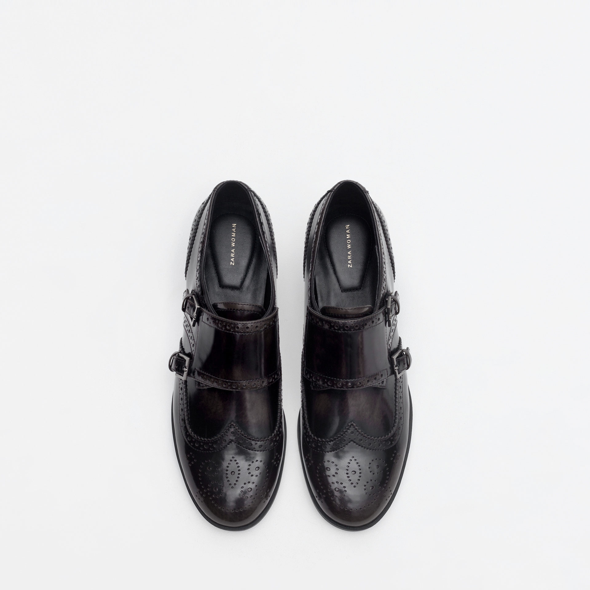 Zara Flat Shoes With Brogue Detail in Brown Lyst