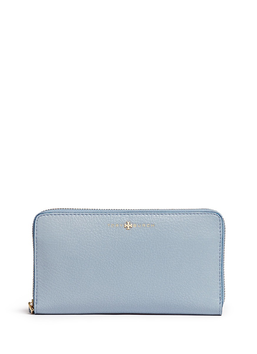 Lyst - Tory Burch 'brody' Leather Zip Continental Wallet in Blue