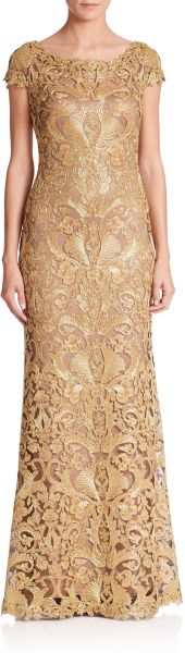 corded embroidered lace gown tadashi shoji