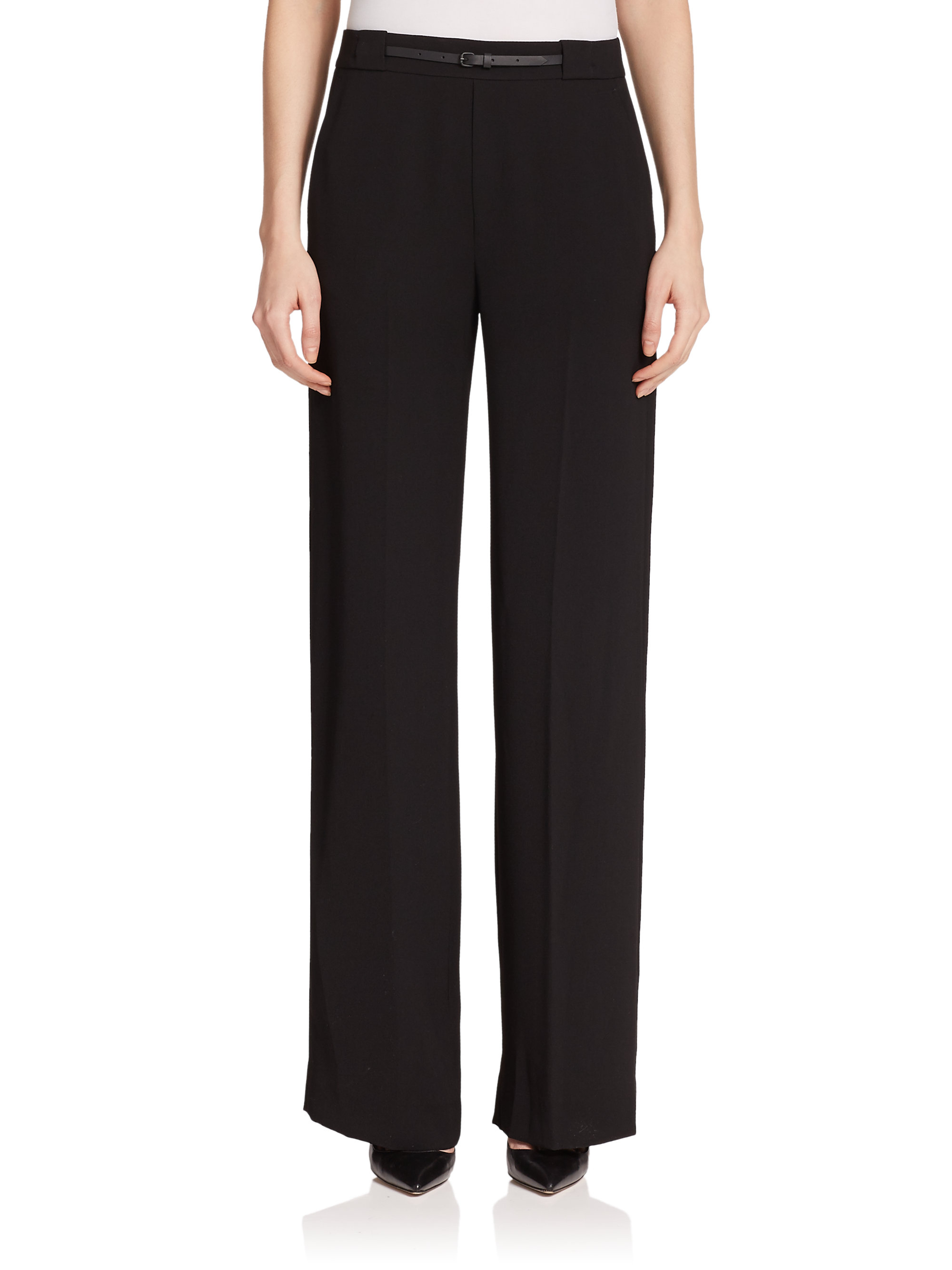 Vince Belted High-waist Pants in Black - Lyst