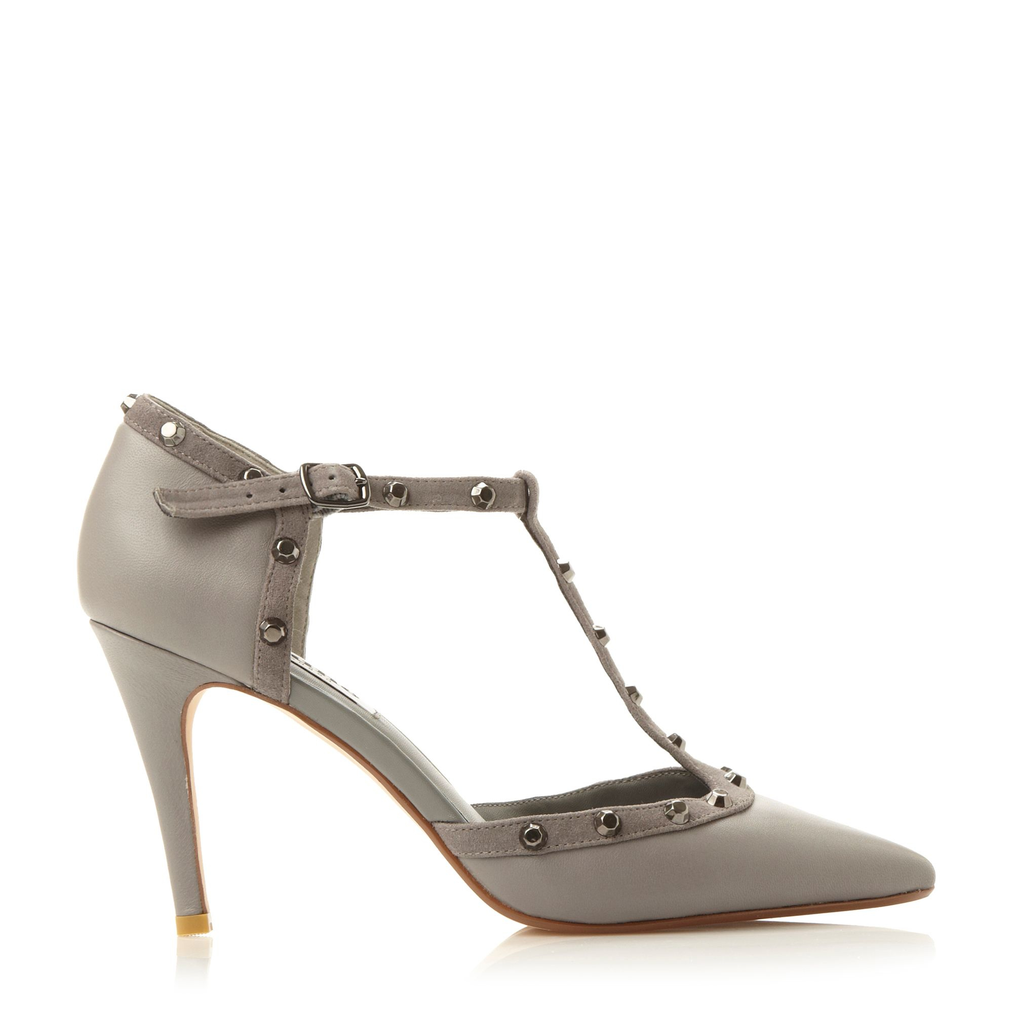 Dune Cliopatra Studded Tbar Sandals in Gray Lyst