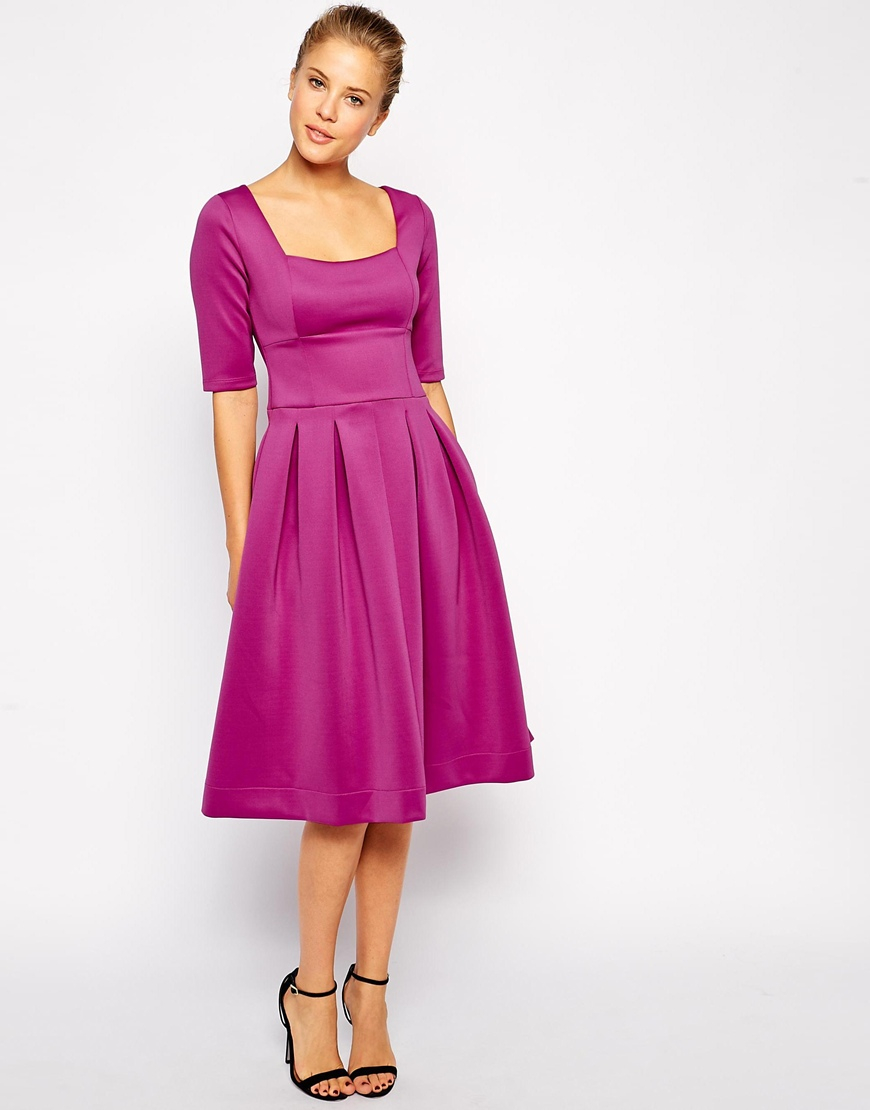 Lyst - Asos Debutante Scuba Dress With Half Sleeve in Purple