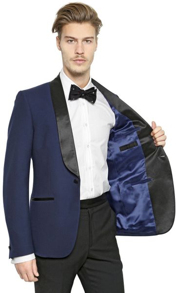 Alexander Mcqueen Shawl Collar Wool Tuxedo Jacket in Blue ...