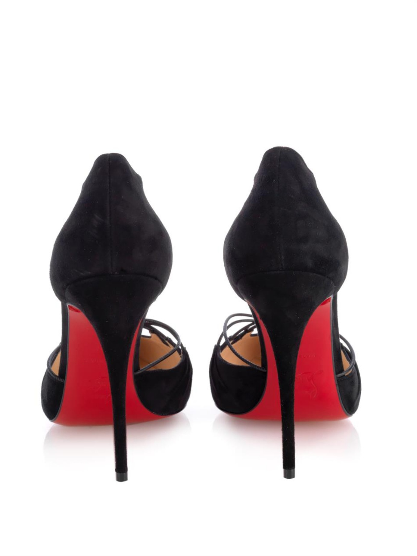 Christian louboutin Riri 100Mm Suede Pumps in Black | Lyst  