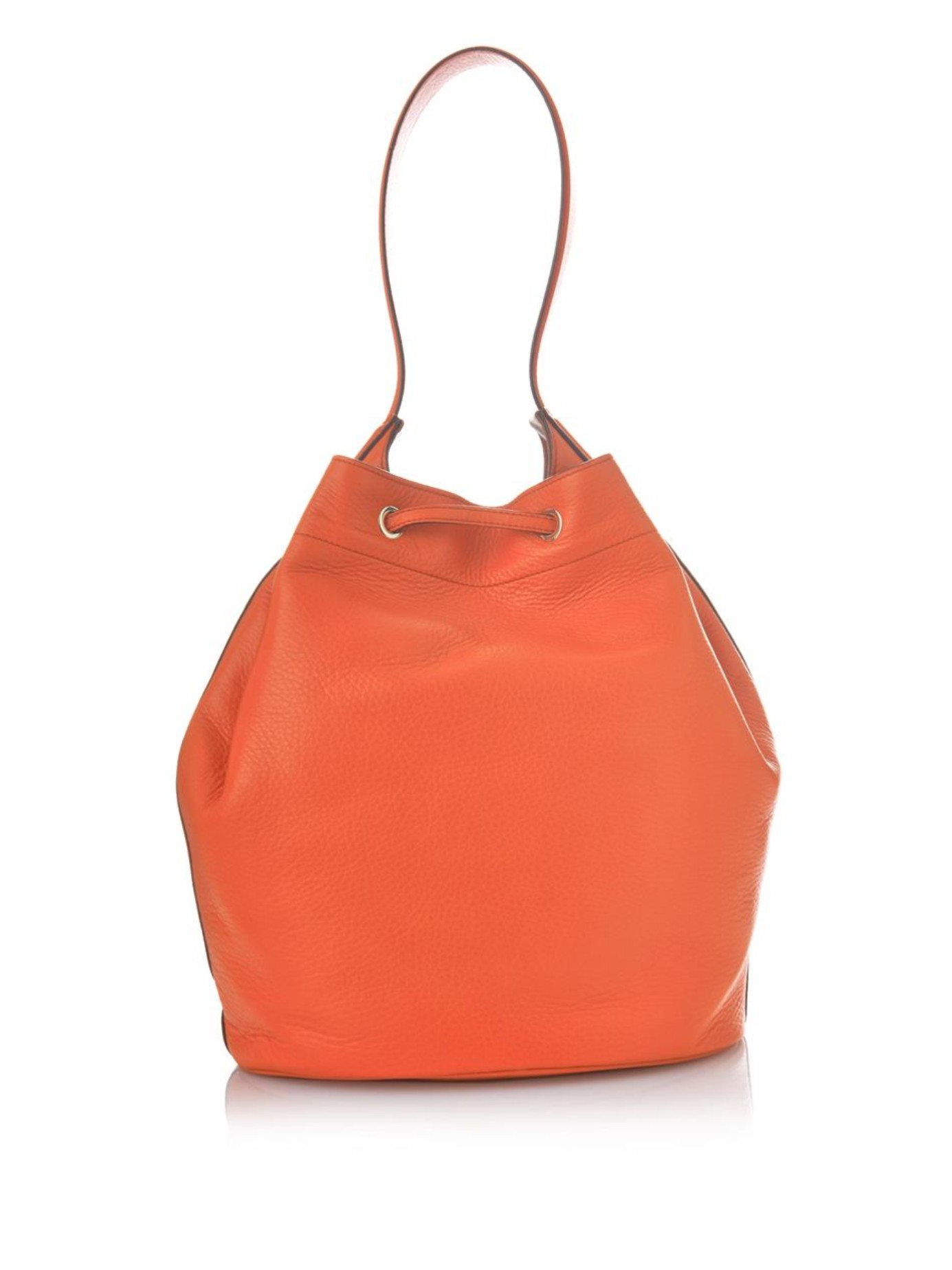 Lyst - Max Mara Leather Bucket Bag in Orange
