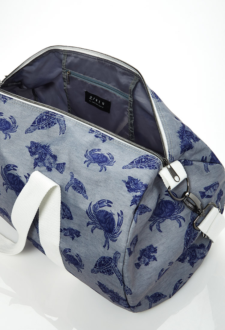 Forever 21 Sea Animal Print Duffle Bag in Grey/Blue (Blue) for Men - Lyst