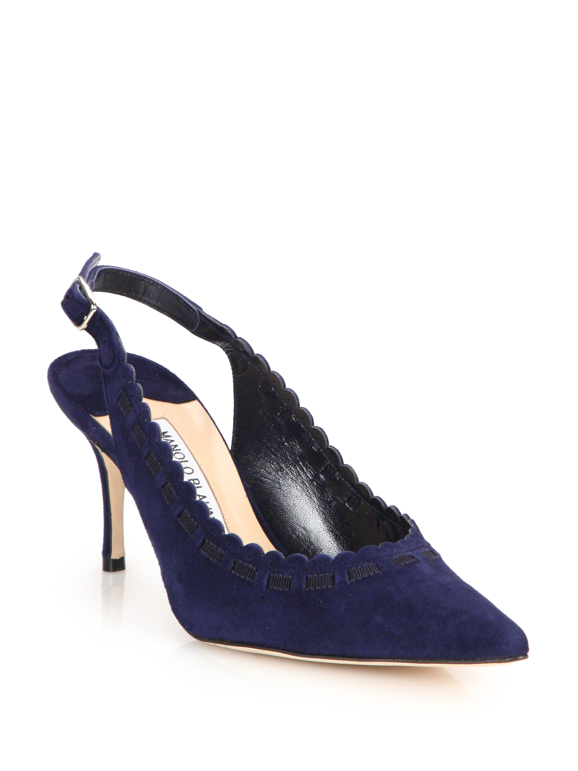 manolo blahnik suede slingback