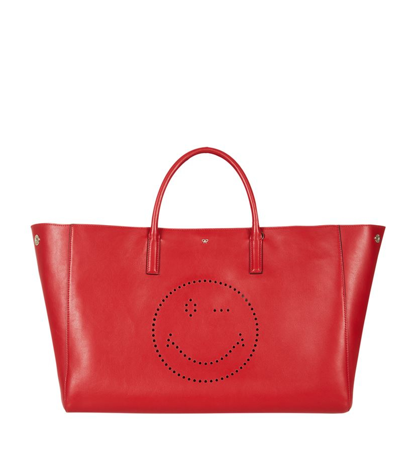 Anya hindmarch Smiley Maxi Featherweight Ebury Tote in Red | Lyst