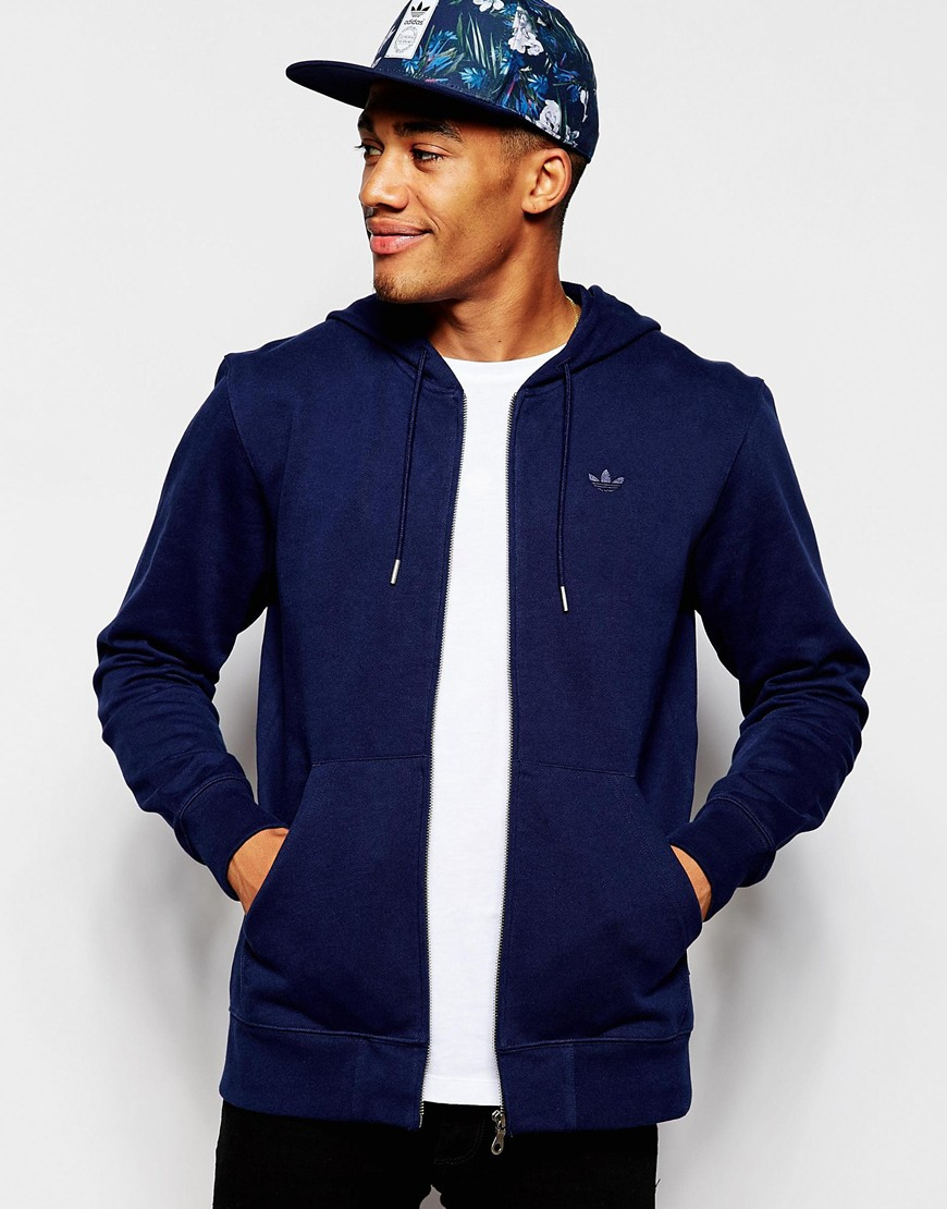 adidas blue zip up hoodie