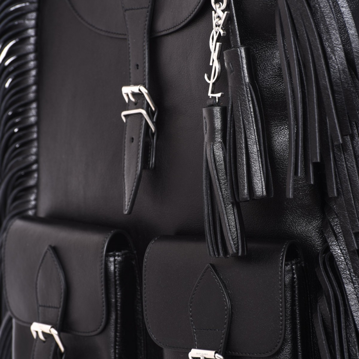 Saint laurent Festival Fringed Leather Backpack in Black | Lyst
