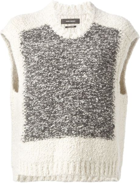 Isabel Marant Chunky Knit Sleeveless Sweater in Gray (nude & neutrals ...