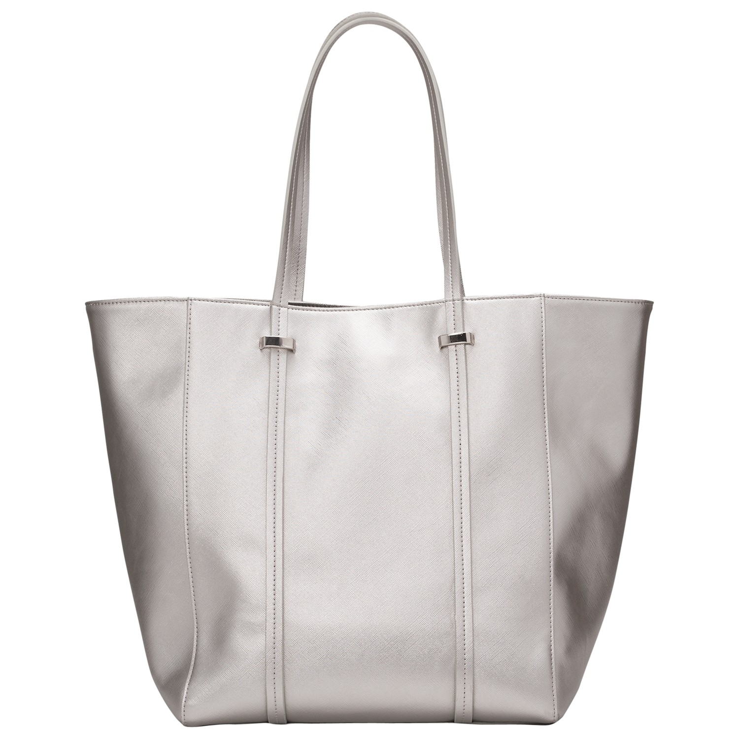 French Connection Aubree Textured Tote Bag in Silver | Lyst