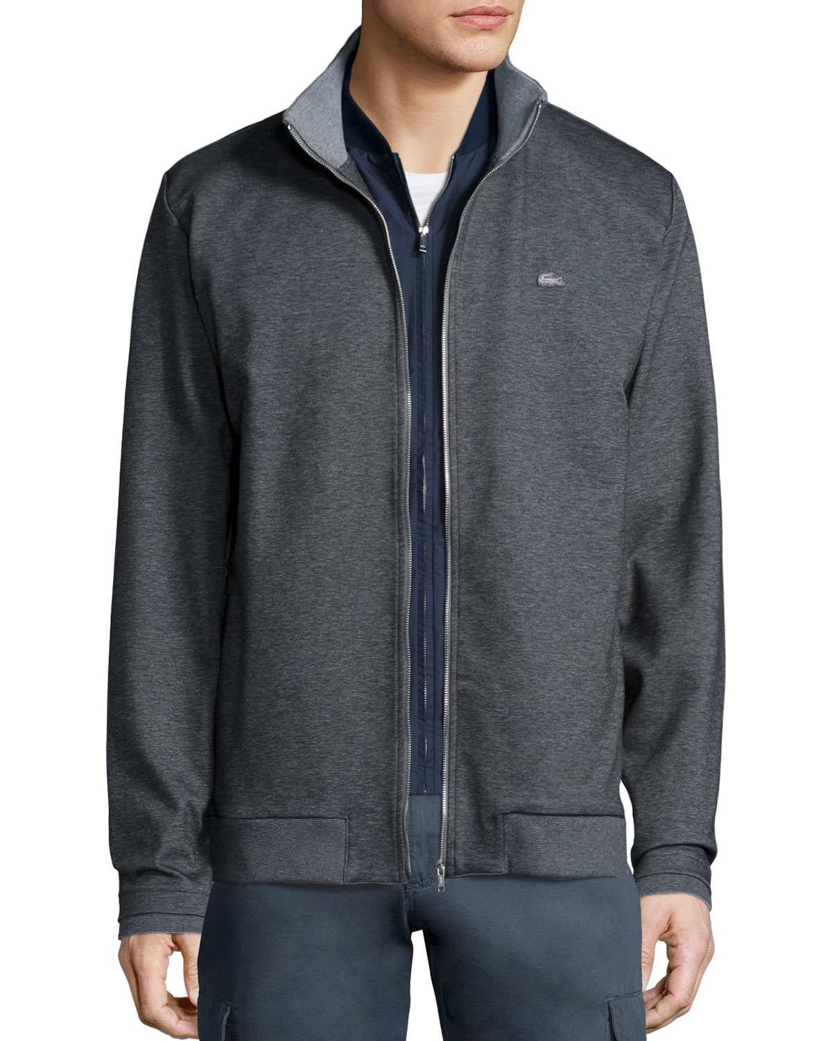 Download Lacoste Melange Full-zip Sweatshirt in Gray for Men (GREY ...