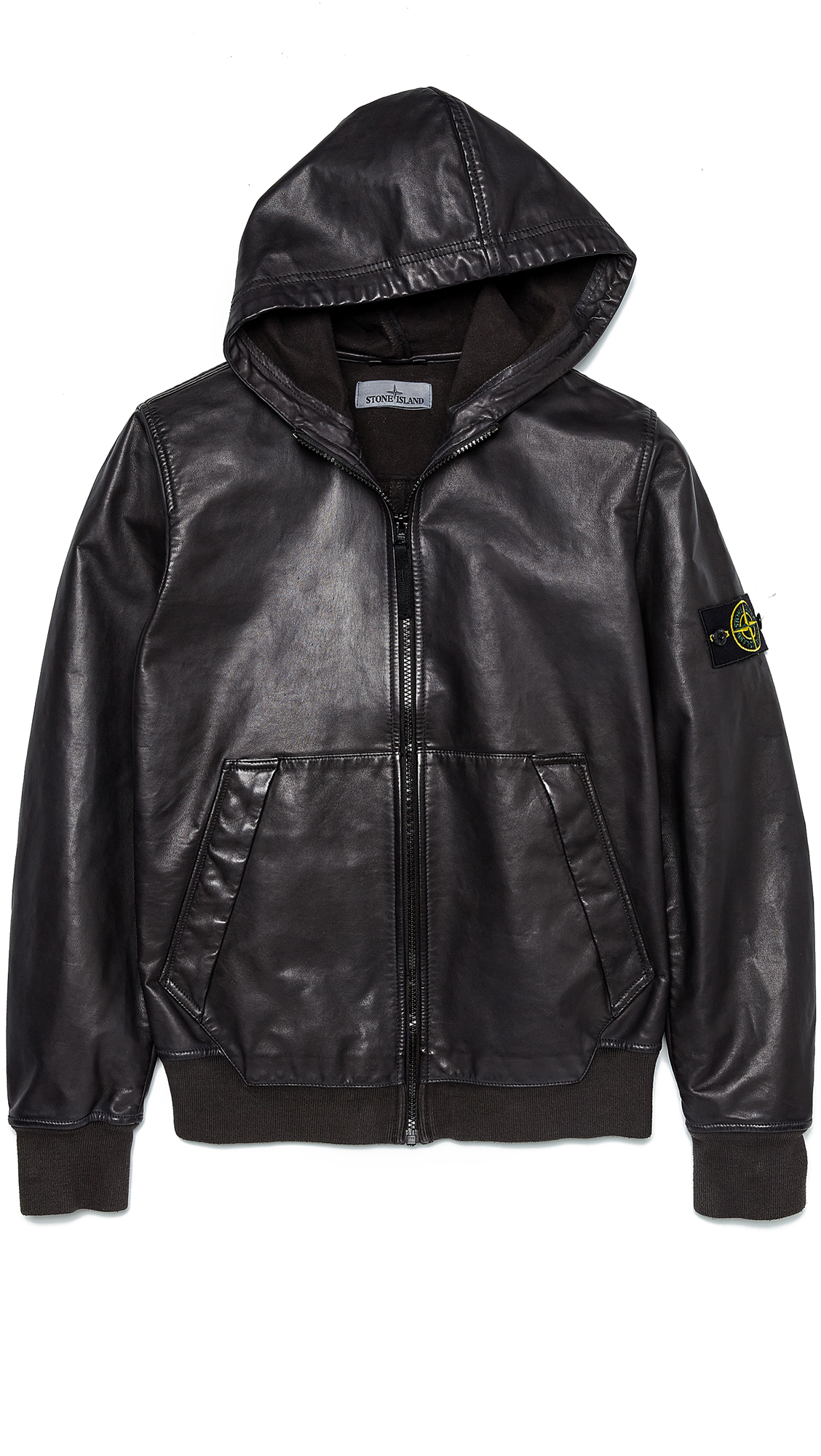 Lyst - Stone island Garment Dyed Leather Jacket in Black for Men