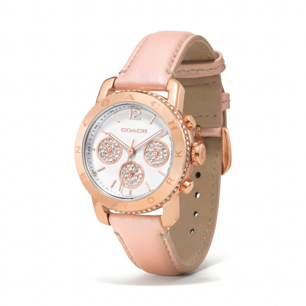 Lyst - Coach Legacy Sport Chrono Rose Gold Strap Watch in Pink