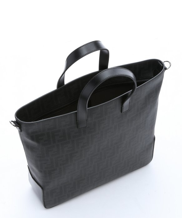 Fendi Black Leather And Zucca Canvas Top Handle Convertible Tote in Black for Men | Lyst