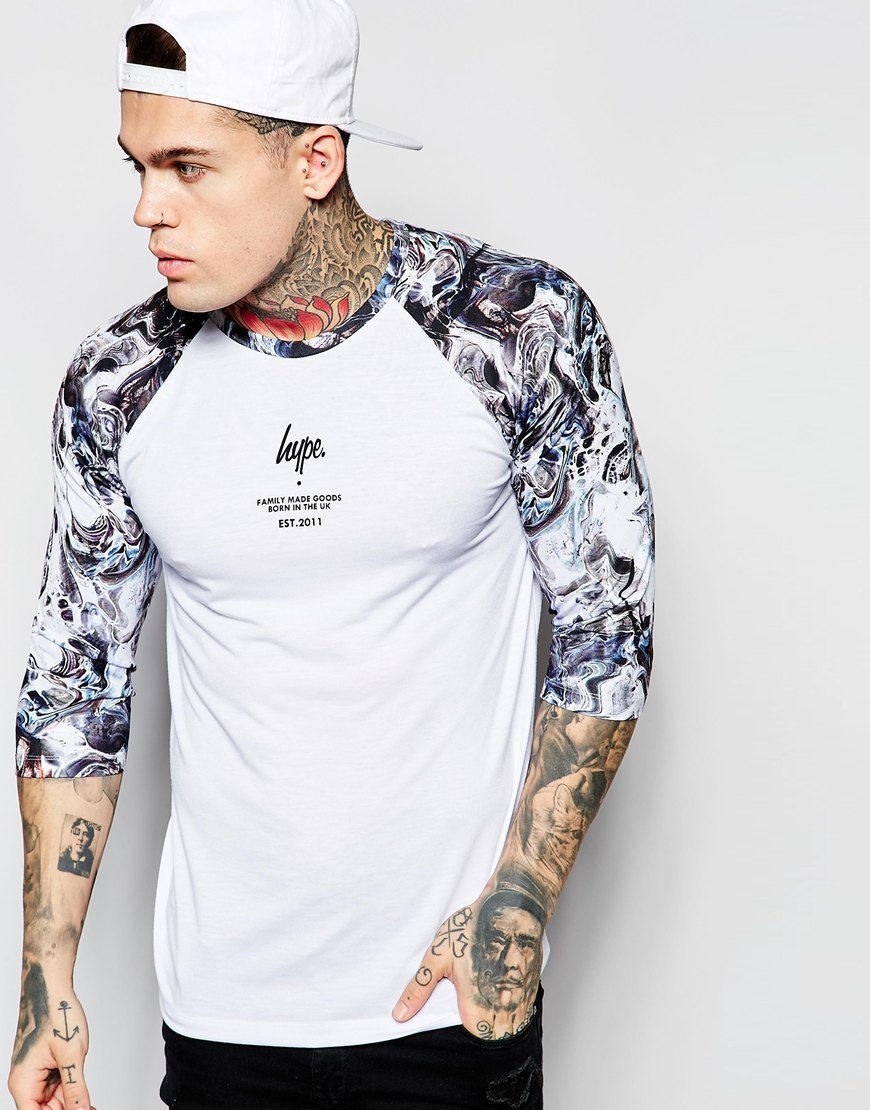 Download Lyst - Hype 3/4 Sleeve Raglan T-shirt With Marble Print ...