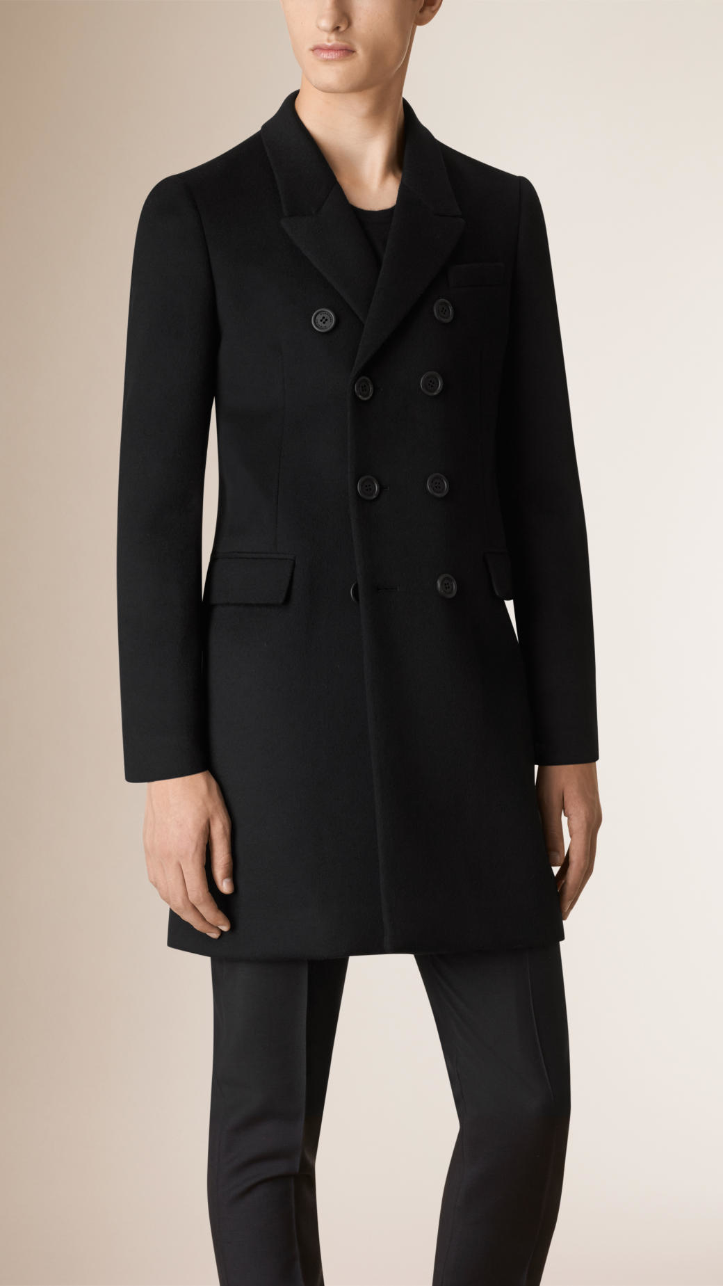Lyst - Burberry Double-breasted Unlined Cashmere Wool Coat in Black for Men