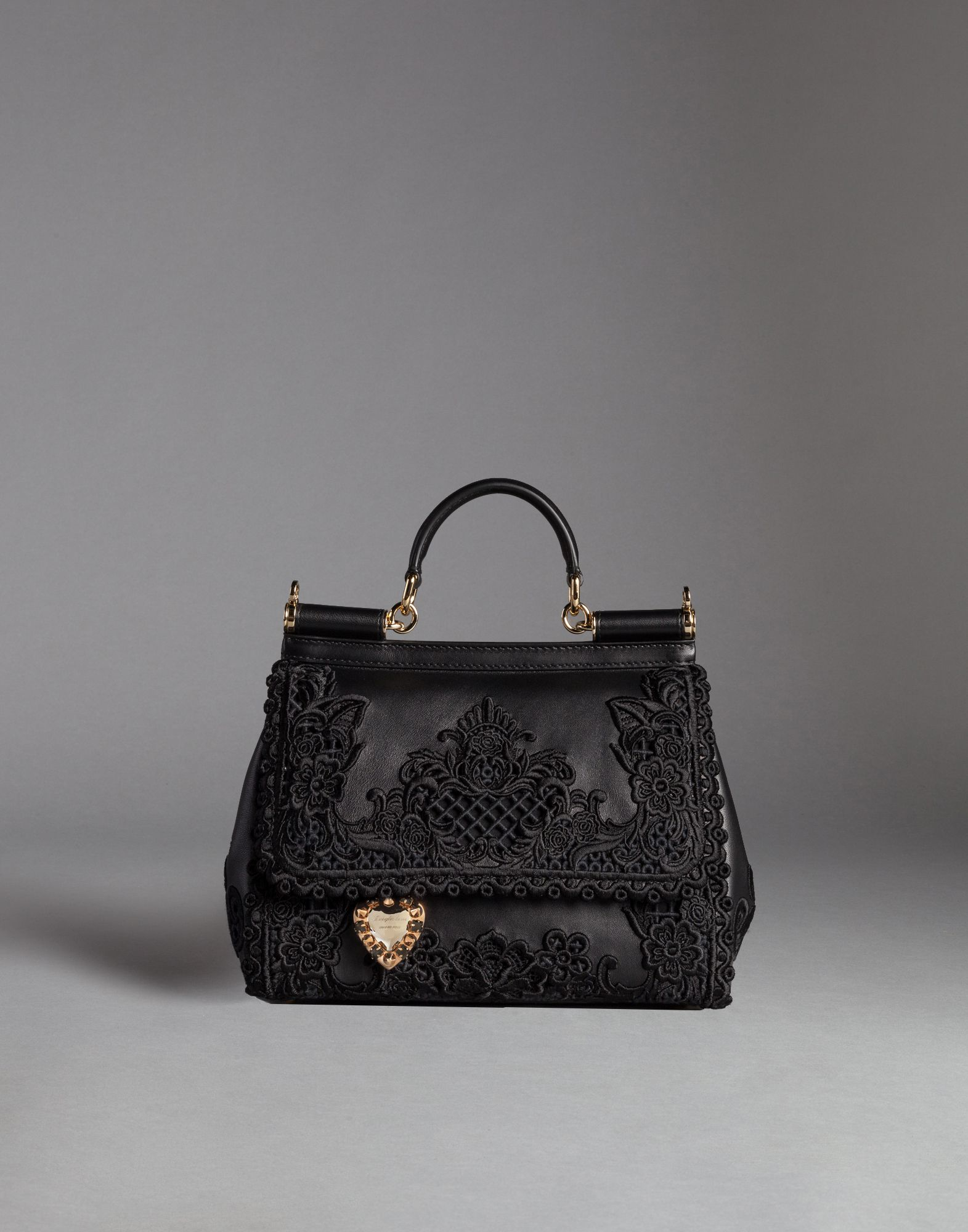 Dolce Gabbana Macramé Lace On Napa Leather Mamma Bag In Black Lyst Gallery