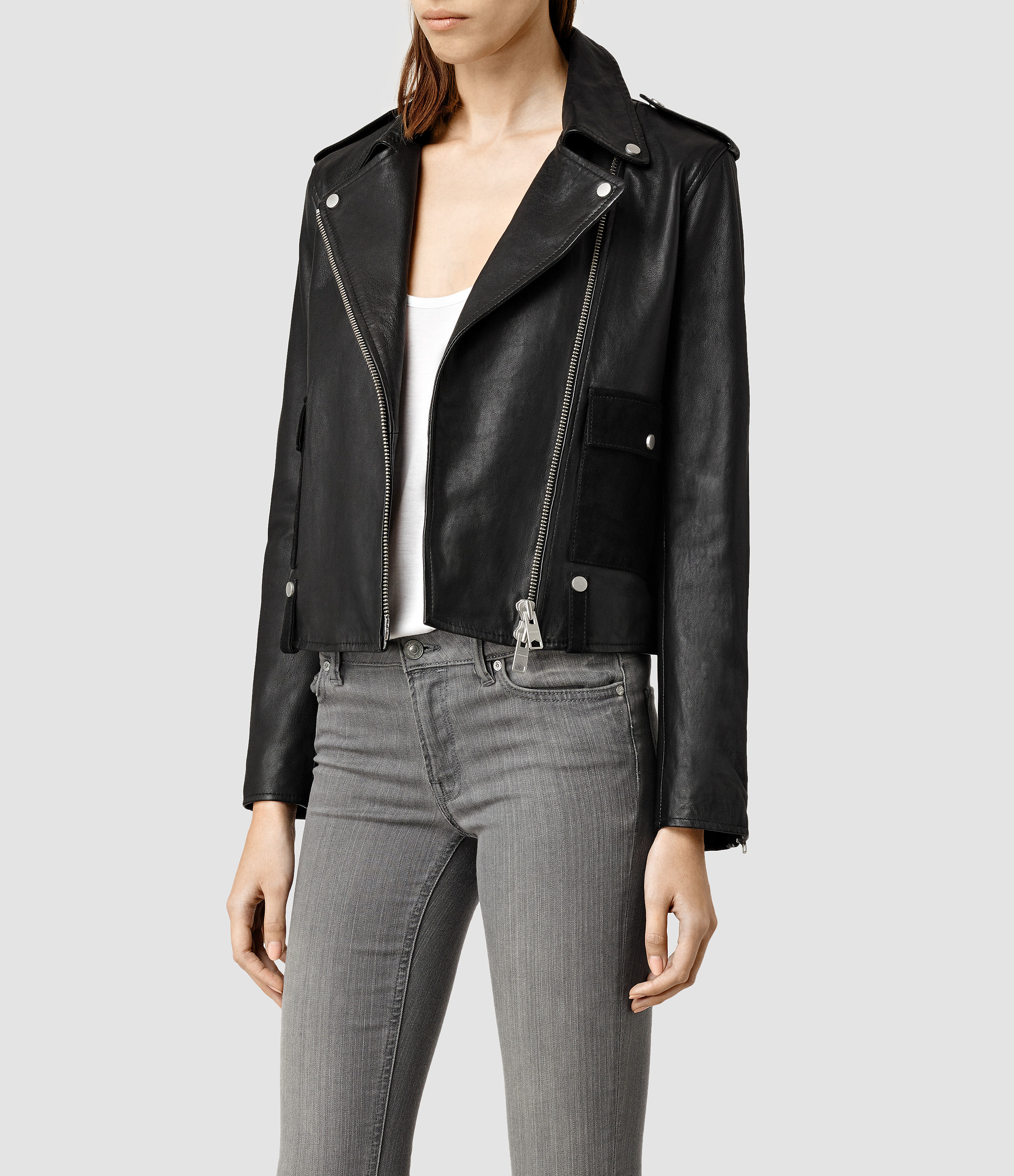 Allsaints Drew Biker Jacket In Black Lyst Gallery Women S Cashmere Jackets
