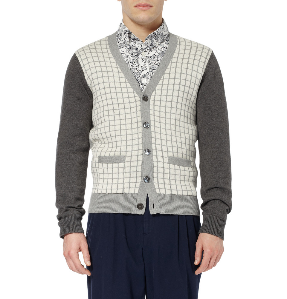 Lyst - Todd snyder Windowpane Check Cotton Cardigan in Gray for Men