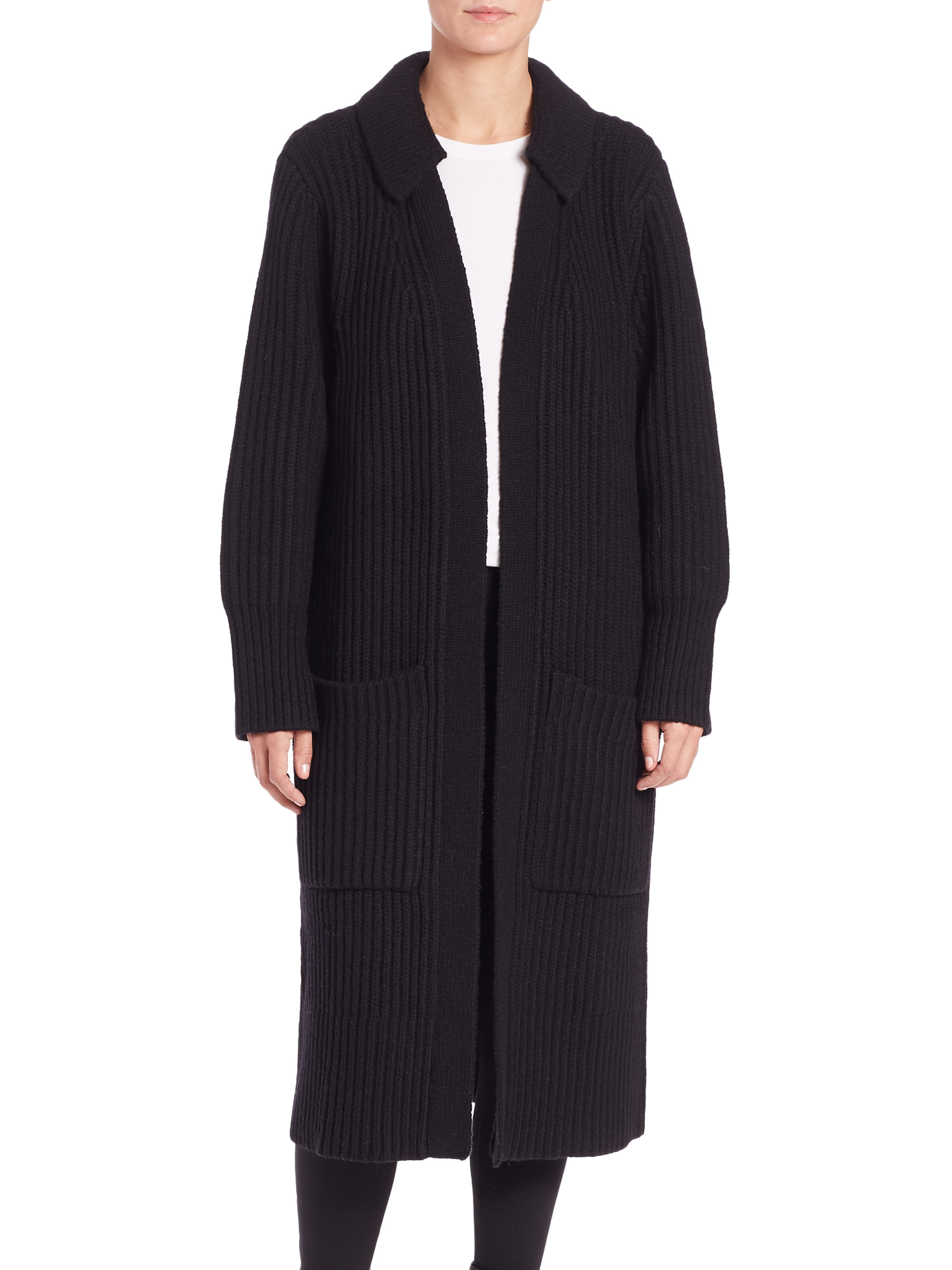 Lyst - Burberry Brit Long Coat Cardigan in Black